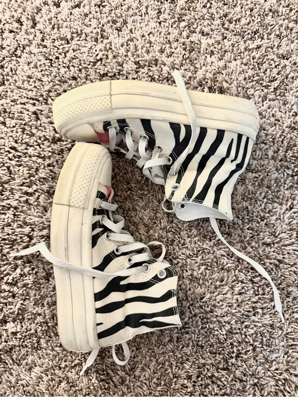 Converse Women High-Top Zebra-Print Canvas Sneakers - White/Black